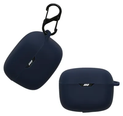 Produktbild von kwmobile Schutzhülle für JBL Tune Buds Hülle - TPU Silikon Case für Kopfhörer Ladecase - stoßfestes Cover mit Karabiner - Dunkelblau