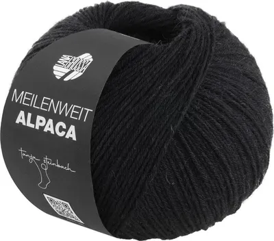 Produktbild von Lana Grossa MEILENWEIT 150 g ALPACA UNI strapazierfähige und warme 6-fach Sockenwolle 390 m Farbe 1014 - Schwarz