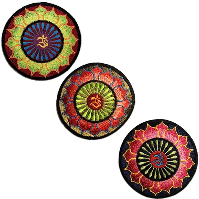 Produktbild von Om Symbol Spirituell Meditation - Aufnäher, Bügelbild, Aufbügler, Applikationen, Patches, Flicken, Zum Aufbügeln, Größe: Ø 8 cm