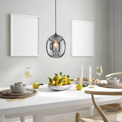 Produktbild von Fischer & Honsel Nayla Pendelleuchte E27 Glas rauchfarben sandschwarz 60917