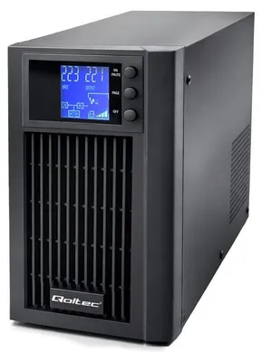 Imagen del producto de Fuente de alimentación ininterrumpida (UPS) Qoltec, onda sinusoidal pura, 3kVA/2400W, AVR, pantalla LCD, onda sinusoidal pura