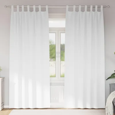 Image de Rideaux occultants avec anneaux 2 pcs Blanc pur 245 x 140 cm
