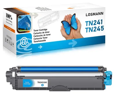 Zdjęcie produktu dla LOSMANN, 1 sztuka, toner cyan, kompatybilny z Brother TN-241 TN-245, przeznaczony do drukarek Brother DCP-9015CDW, DCP-9020CDW, DCP-9022CDW, HL-3140CW, HL-3142CW, HL-3150CDN, HL-3150CDW, HL-3152CDW, HL-3170CDW, HL-3172CDW, MFC-9130CW