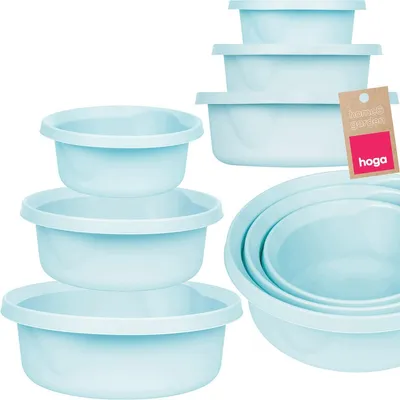 Produktbild von Hoga Runde Kunststoffschüsseln Set (2L, 4L, 6L) Blau