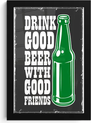 Produktbild von MuchoWow® MuchoWow® Gerahmtes Poster Mancave - Bier - Vintage - Flasche 20x30 cm - Poster mit zchwarzem Bilderrahmen - Drucken - Bilder Poster im Rahmen