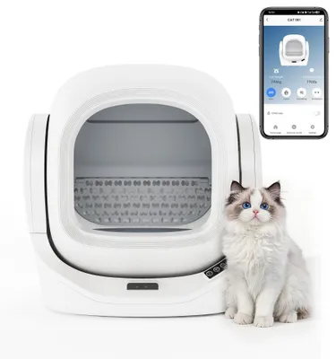 Produktbild von AIORBER Intelligente Automatische Katzentoilette Selbstreinigend mit App Steuerung 68L Katzenklo Geruchsarm Leise Infrarot Sensor, Weiß