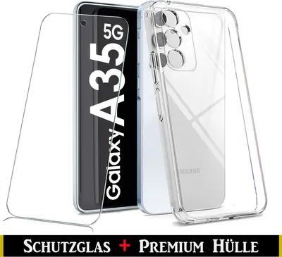 Produktbild von Für Samsung Galaxy A35 5G Silikon Transparent Hülle + Panzerglas Echt Glas Display Schutzglas