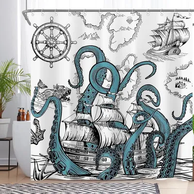 Produktbild von Duschvorhang Wasserdicht für das Badezimmer Kraken Oktopus 180x180 cm