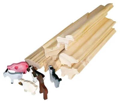 Produktbild von EDUPLAY 210-047 Profilholz Bauernhoftiere, 6 Stangen, natur
