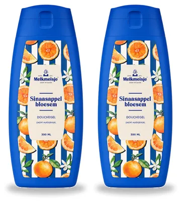 Imagen del producto de 2 unidades de gel de ducha Melkmeisje, aroma de flor de naranja, 300 ml - Paquete económico