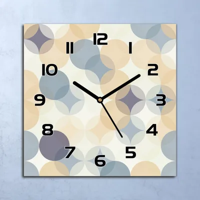 Produktbild von Wanduhr Echt-Glas-Küchenuhr Geometrische Kreise Quarz 30x30 Deko Bilder