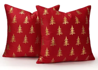 Kissenbezüge 45x45 cm, 2 Stück, rot/gold, Weihnachtsdeko