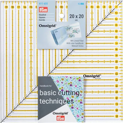 Imagen del producto de Cuadrado para patchwork, diseño lineal, 20 x 20 cm, marca Omnigrid