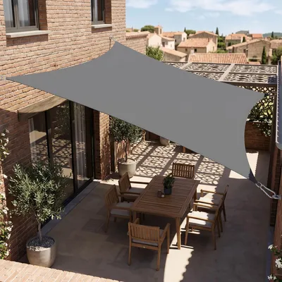 Produktbild von Sonnensegel Balkon 160g/m² Polyester UV Schutz Sonnenschutz Terrasse Garten Rechteckig, Anthrazit 3 x 4 m