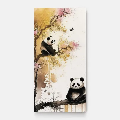 Produktbild von ARTHUB® Leinwandbild 60x120 cm, Panda Asiatic View | Wohnzimmerdekoration, Hängende Bilder, Wanddekoration, Heimdekoration, Moderne, Asiatisch