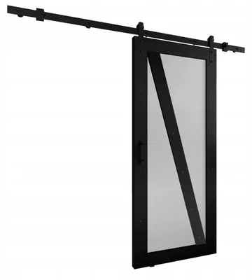 Produktbild von KierMoebel Schiebetür Komplettset LOFT ADIO 4 Schwarz & Weiß 106x205x3,2 cm, Wohnzimmer Schiebetür