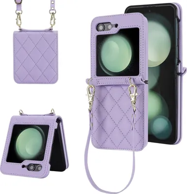 Image de Pour Samsung Galaxy Z Flip7 FE / Flip6 5G Design Housse de protection texture losange avec lanières clés Violet