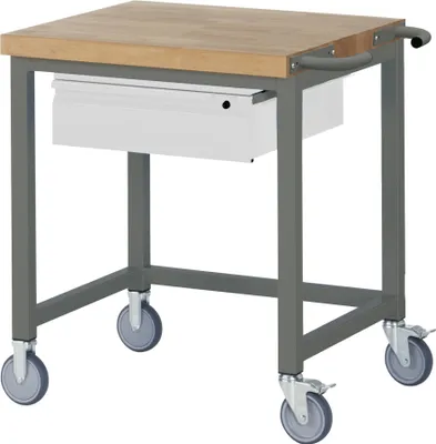 Produktbild von STIER Fahrbare Werkbank Premium, 1 Schublade, 75x70x88cm, Stahl & Buche, Montagewerkbank