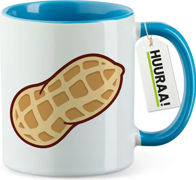Produktbild von Huuraa Kaffeetasse Erdnuss Comic 330ml Blau Keramik Kaffeebecher Geschenkidee