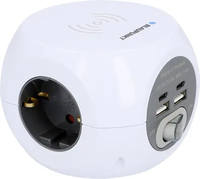 Produktbild von Steckdosen Würfel induktives Laden & USB  A+C, 1,4 m, weiß