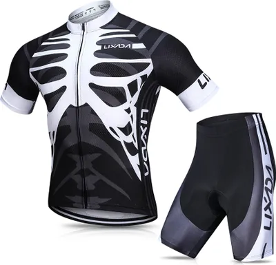 Produktbild von Lixada Herren Radtrikot Set Atmungsaktiv Quick-Dry Kurzarm Radsport-Shirt mit Gel Gepolsterte Shorts MTB Fahrrad-Radsportbekleidung Set