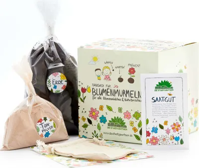 Produktbild von Die Stadtgärtner – Bausatz für Blumenmurmeln I Ausreichend für mehr als 30 Samenbomben I Enthält bestes Wildblumen-Saatgut I 100% ökologisch & mindestens 2 Jahre haltbar