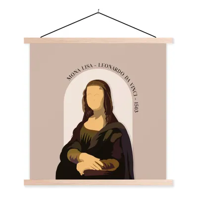 Produktbild von MuchoWow® Textilposter Leonardo da Vinci - Alte Meister - Rosa - Vintage 120x120 cm mit holzfarbenen Rahmen - Textil-Poster