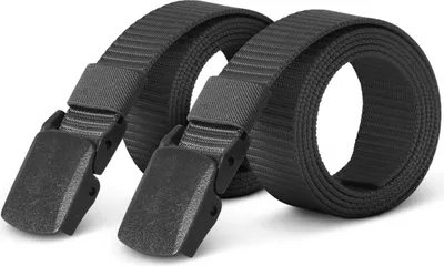 Immagine prodotto di cintura unisex in tela hemmy (confezione da 2) 130cm x 3,8cm, cintura da lavoro regolabile senza fori - fibbia in plastica - cintura per uomo e donna