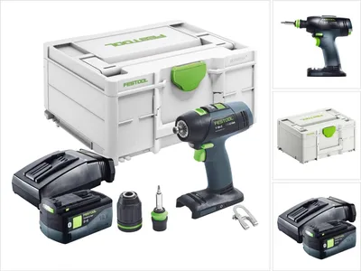 Obrázek produktu pro Akumulátorová vrtačka Festool T 18+3 Basic 18 V 50 Nm bezkartáčová + 1x akumulátor 5,0 Ah + nabíječka + Systainer