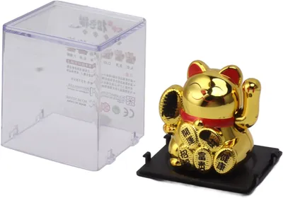Productafbeelding van Zonnepaneel-aangedreven gelukskat, mini formaat (2 inch), schattig, wuivend. Gelukskat voor welvaart, geschikt voor decoratie in huis of in de auto