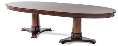 Produktbild von Eleganter ovaler Esstisch mit ausziehbaren Tischplatten und Säulen