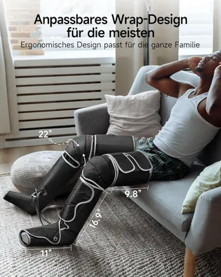 Image de Beenmassager - Appareil de massage par compression d'air - Pour améliorer la circulation sanguine - 6 modes - Gris