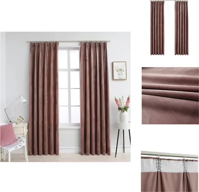 Obrázek produktu pro vidaXL Zatemňovací závěsy háčky 2 ks sametové starorůžové 140x225cm - Záclony a závěsy