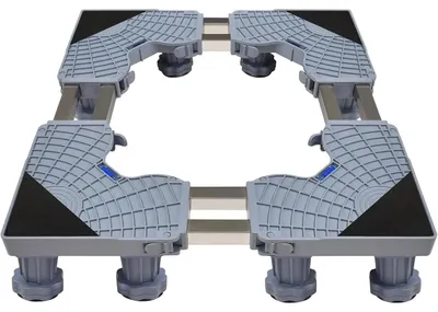 Image de Support réglable pour lave-linge, sèche-linge et congélateur - 12 pieds réglables - Hauteur : 45 à 68 cm - Capacité de charge : 500 kg - Acier inoxydable - Réutilisable