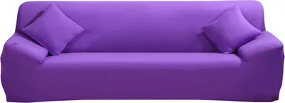 Produktbild von ele ELEOPTION Sofahusse Stretchhusse Sofabezug Polyester Rippstrick (Lila,4 Sitzer für Sofalänge 220-300cm)