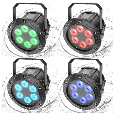 Produktbild von LED-PAR-Scheinwerfer - DMX-Bühnenlicht - 4er-Set - 6 x 10 W RGBW - IP67 wasserdicht - Stroboskoplicht - Außenbeleuchtung