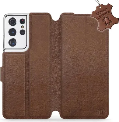Produktbild von Echtleder Handyhülle für Galaxy S21 Ultra, Mobiwear Leather, Braun