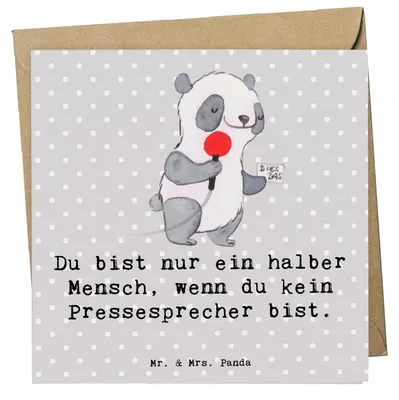 Produktbild von Mr. & Mrs. Panda Grußkarte Pressesprecher Herz - Grau Pastell - Geschenk, faltkarte, anlasskarte, doppelkarte, Glückwunschkarte, Klappkarte