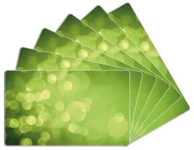Produktbild von Wallario Frühstücksbrettchen 6er Set aus Glas, je 14 x 23 cm, mit rutschfesten Füßen, Motiv Abstrakte grüne Kreise grüne Lichtpunkte