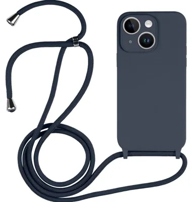Produktbild von Mobigear Handylanyard für iPhone 14, Silikon-Handykette – Dunkelblau