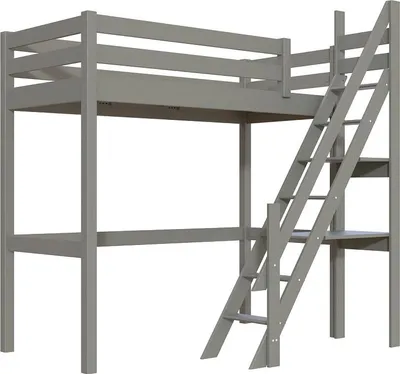 Produktbild von Hochbett holz 90x200 Sylvia mit Müllertreppe - Grau