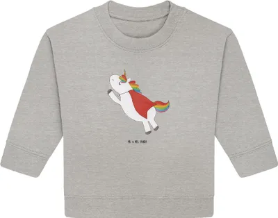 Produktbild von Mr. & Mrs. Panda Organic Baby Pullover Einhorn Super 12. - 18. Monat - Heather Grey - Geschenk, Superheld, Bullover, Unicorn, Einhörner, Held, Freundin