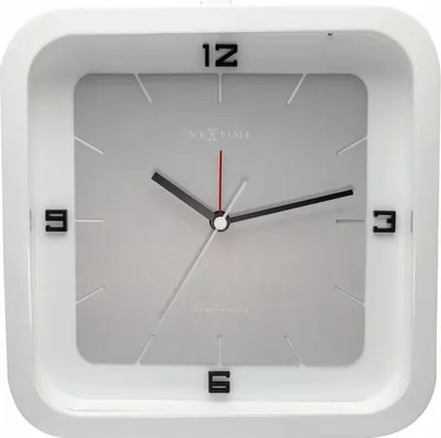 Zdjęcie produktu dla NeXtime 5221WI Kwadratowy budzik, biały, 20 x 20 cm