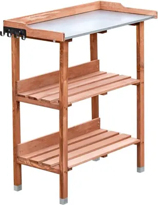 Produktbild von ITA Pflanztisch aus Holz 76x38x89 cm Braun - Mit verzinkter Arbeitsplatte und Ablageboden - Gärtnertisch - Qualität Direkt vom Hersteller - Outdoor & Indoor