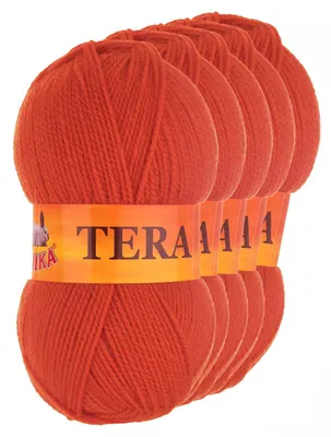 5 x 100g Strickgarn TERA Uni 037 kürbisorange