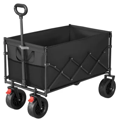 Produktbild von Klappbarer Bollerwagen-Transportwagen 200 l mit Griff | Schwarz | 91x55x98cm