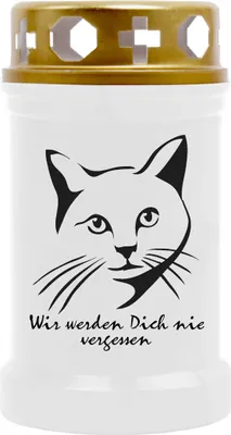 Produktbild von Grabkerze Weiß, Brenndauer: 40 Stunden, Motiv: Katze 3