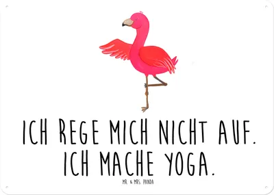 Produktbild von Mr. & Mrs. Panda tafel Flamingo Yoga DIN A4 - Weiß - Geschenk, Retro Blechschild, Yogi, Wandbild, Schild, Türschild, Achtsamkeit, Aufgeregt, Baum, Rosa