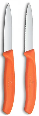 Obrázok produktu pre Swiss Classic, sada nožov na krájanie, 2 ks, 8 cm, rovný/vlnitý, oranžový