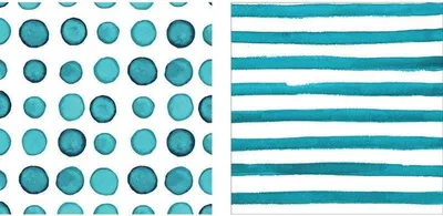 Produktbild von 16 Servietten Streifen und Punkte in Bermuda Blau 33x33cm